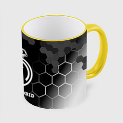 Кружка 3D Real Madrid sport на темном фоне, цвет: 3D-желтый кант