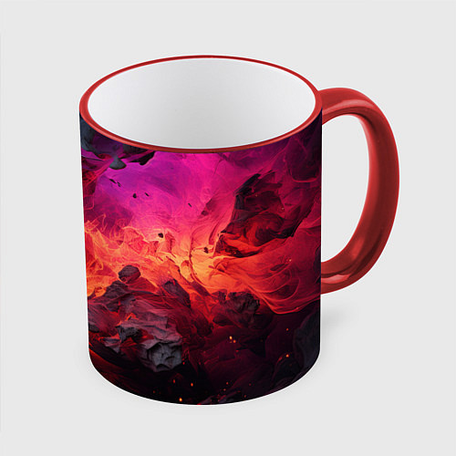Кружка цветная Яркий абстрактный путь / 3D-Красный кант – фото 1