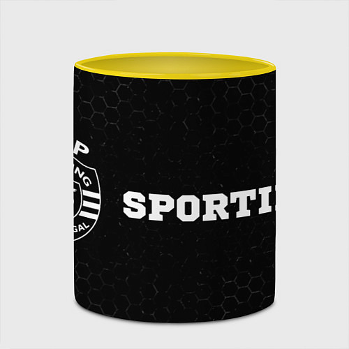 Кружка цветная Sporting sport на темном фоне по-горизонтали / 3D-Белый + желтый – фото 2