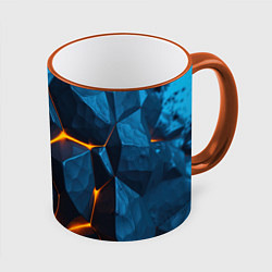 Кружка 3D Разлом плит с оранжевым свечением, цвет: 3D-оранжевый кант