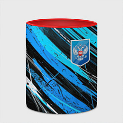 Кружка 3D Герб России на абстрактном синем фоне, цвет: 3D-белый + красный — фото 2