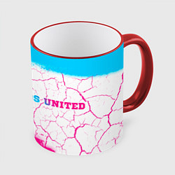 Кружка 3D Leeds United neon gradient style по-горизонтали, цвет: 3D-красный кант