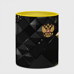 Кружка 3D Золотой герб России на черно-золотой текстуре, цвет: 3D-белый + желтый — фото 2