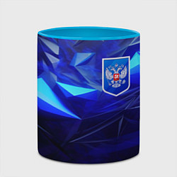 Кружка 3D Герб России на синей абстракции, цвет: 3D-белый + небесно-голубой — фото 2