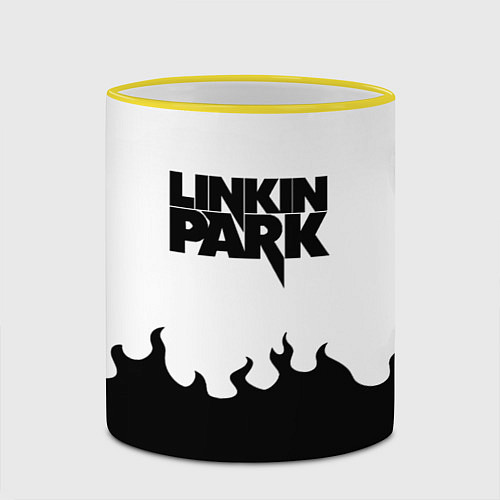 Кружка цветная Linkin park rock fire / 3D-Желтый кант – фото 2