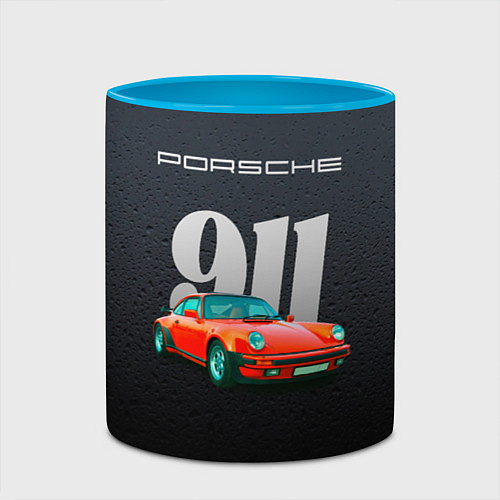 Кружка цветная Porsche 911 немецкий спортивный автомобиль / 3D-Белый + небесно-голубой – фото 2