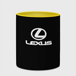 Кружка 3D Lexus white logo, цвет: 3D-белый + желтый — фото 2