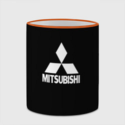 Кружка 3D Mitsubishi logo white, цвет: 3D-оранжевый кант — фото 2