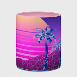 Кружка 3D Vaporwave неоновые горы и пальмы, цвет: 3D-белый + розовый — фото 2