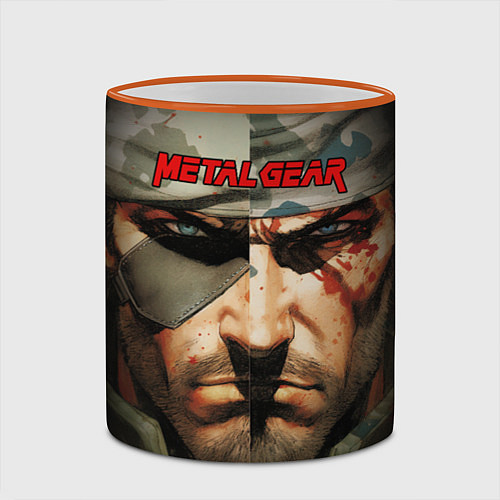Кружка цветная Metal gear Venom Snake / 3D-Оранжевый кант – фото 2