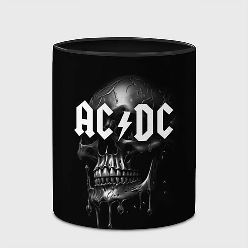 Кружка цветная AC DC - большой череп с подтеками / 3D-Белый + черный – фото 2