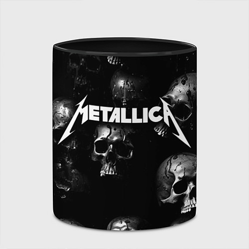 Кружка цветная Metallica - logo rock group / 3D-Белый + черный – фото 2