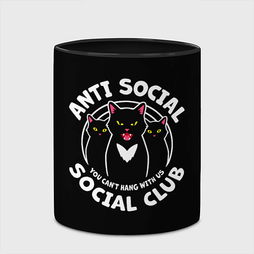 Кружка цветная Антисоциальные кошки / 3D-Белый + черный – фото 2