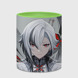 Кружка 3D Arlecchino Genshin Impact, цвет: 3D-белый + светло-зеленый — фото 2