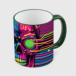 Кружка 3D Pop art skull - ai art, цвет: 3D-зеленый кант