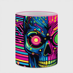 Кружка 3D Pop art skull - ai art, цвет: 3D-розовый кант — фото 2