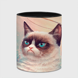 Кружка 3D Мемный кот Grumpy Cat с нимбом, цвет: 3D-белый + черный — фото 2