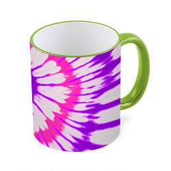 Кружка 3D Тай дай розовый с фиолетовым, цвет: 3D-светло-зеленый кант