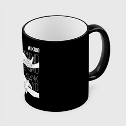 Кружка 3D Айкидо - техника захвата кисти руки, цвет: 3D-черный кант
