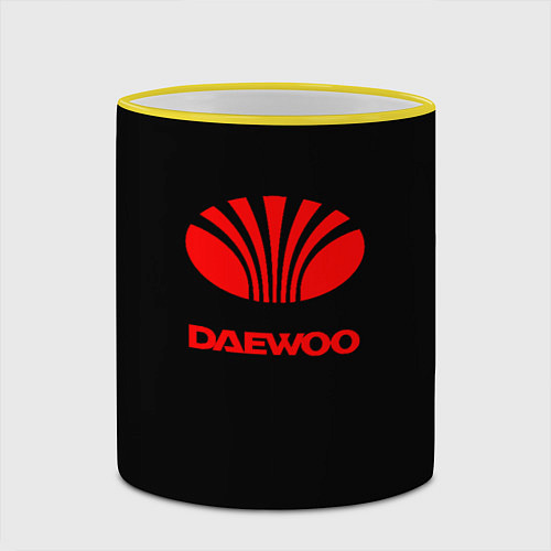 Кружка цветная Daewoo red logo / 3D-Желтый кант – фото 2