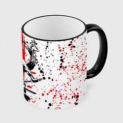 Кружка 3D Самурай с двумя катанами, цвет: 3D-черный кант