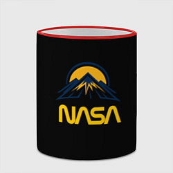 Кружка 3D Nasa горы лого, цвет: 3D-красный кант — фото 2