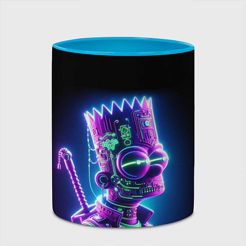 Кружка цветная Bart Simpson cyber ninja - neon glow / 3D-Белый + небесно-голубой – фото 2