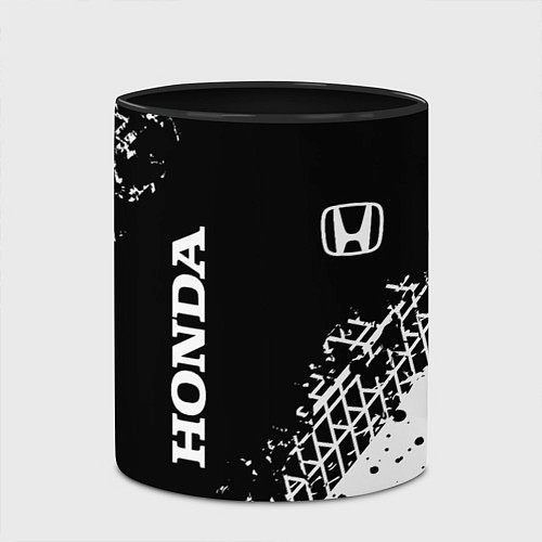 Кружка цветная Хонда: следы от шин / 3D-Белый + черный – фото 2