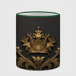 Кружка 3D Объемная золотая корона с узорами, цвет: 3D-зеленый кант — фото 2