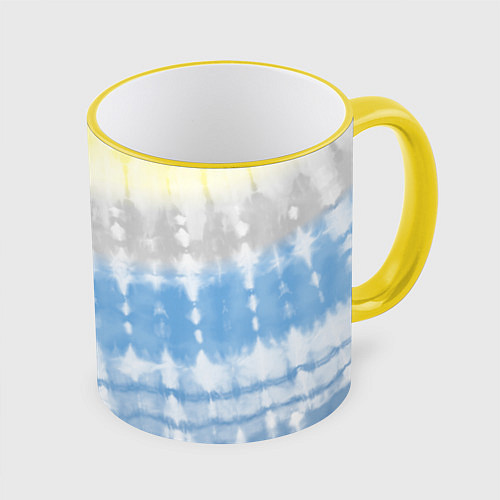 Кружка цветная Color stripes: tie-dye / 3D-Желтый кант – фото 1