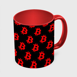 Кружка 3D Bitcoin red logo money, цвет: 3D-белый + красный