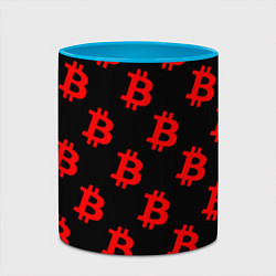 Кружка 3D Bitcoin red logo money, цвет: 3D-белый + небесно-голубой — фото 2
