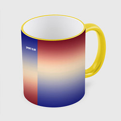 Кружка 3D Красный-синий градиентный узор, цвет: 3D-желтый кант