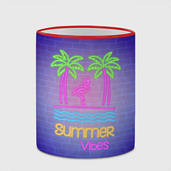 Кружка 3D Неоновые пальмы и фламинго summer vibes, цвет: 3D-красный кант — фото 2