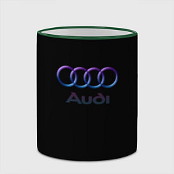 Кружка 3D Audi neon logo, цвет: 3D-зеленый кант — фото 2