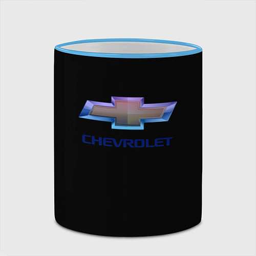 Кружка цветная Chevrolet logo neon / 3D-Небесно-голубой кант – фото 2