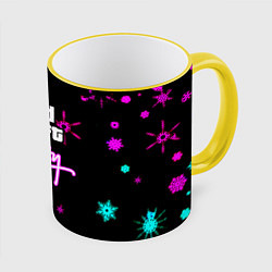 Кружка 3D GTA winter neon, цвет: 3D-желтый кант