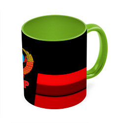 Кружка 3D СССР геометрия красный, цвет: 3D-белый + светло-зеленый