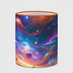 Кружка 3D Космический пейзаж яркий с галактиками, цвет: 3D-оранжевый кант — фото 2