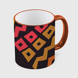 Кружка 3D Абстракция - этно мотивы, цвет: 3D-оранжевый кант