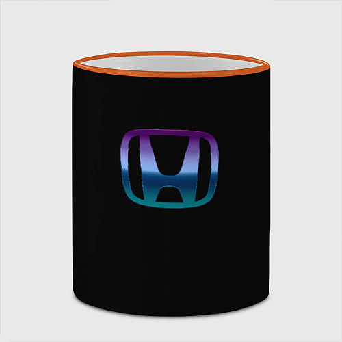 Кружка цветная Honda neon logo / 3D-Оранжевый кант – фото 2
