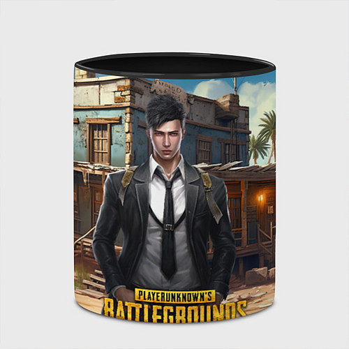 Кружка цветная PUBG mobile персонаж в костюме / 3D-Белый + черный – фото 2