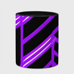 Кружка 3D Чёрно-белые полосы на фиолетовом фоне, цвет: 3D-белый + черный — фото 2