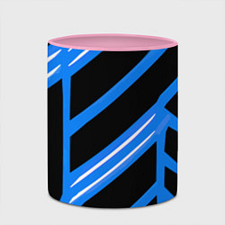 Кружка 3D Black and white stripes on a blue background, цвет: 3D-белый + розовый — фото 2