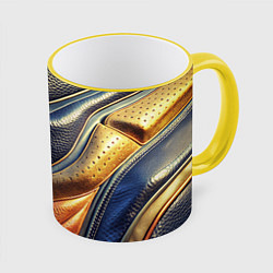 Кружка 3D Футуристический текстурный костюм из кожи, цвет: 3D-желтый кант