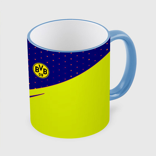 Кружка цветная Borussia logo geometry / 3D-Небесно-голубой кант – фото 1