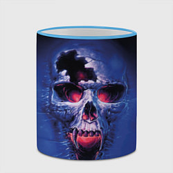 Кружка 3D Череп разъяренный кричащий - blue skull, цвет: 3D-небесно-голубой кант — фото 2