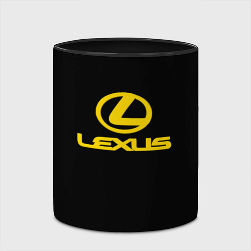 Кружка цветная Lexus yellow logo / 3D-Белый + черный – фото 2