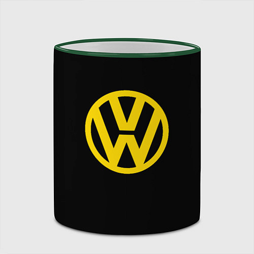 Кружка цветная Volkswagen logo yellow / 3D-Зеленый кант – фото 2