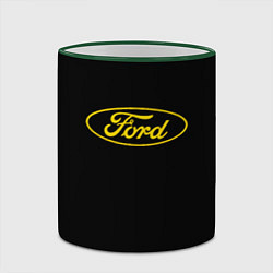 Кружка 3D Ford logo yellow, цвет: 3D-зеленый кант — фото 2